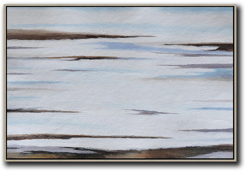 Extra Large Textured Painting On Canvas,Horizontal Palette Knife Contemporary Art,Original Art Acrylic Painting,Brown,White,Blue.etc